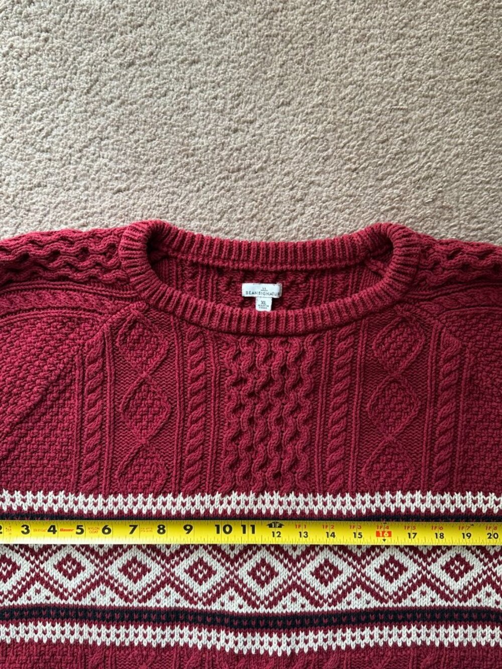 LL Bean Sweater Womens XL Signature Crewneck Chunky Cableknit Long Sleeve Red - Picture 9 of 12